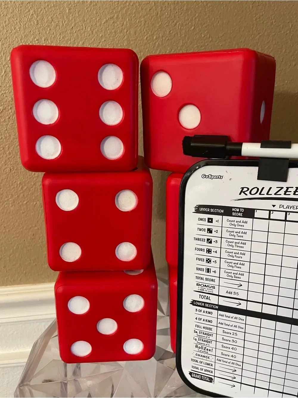 Go To Sports Huge Dice set of 6 Dice Red and White!